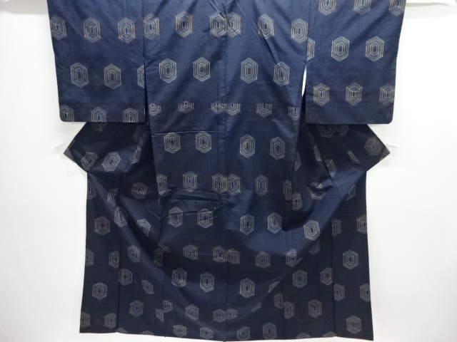 JAPANESE KIMONO / ANTIQUE KIMONO / SILK / TSUMUGI / WOVEN KIKKO